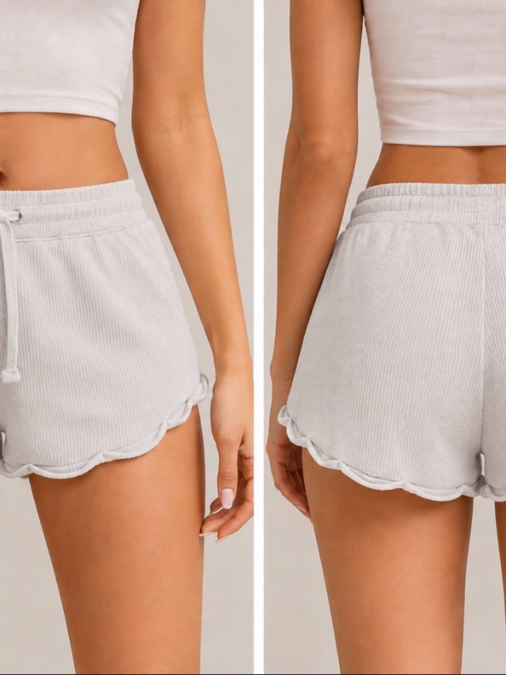 Ocean‎ Drive Ribbed Scallop-Hem Athletic Shorts in Light purple